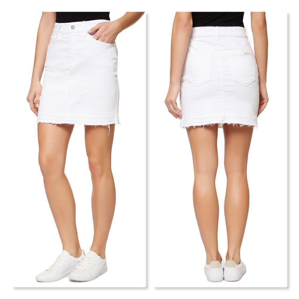 Sanctuary Peyton Frayed Denim Skirt sz 26 in White